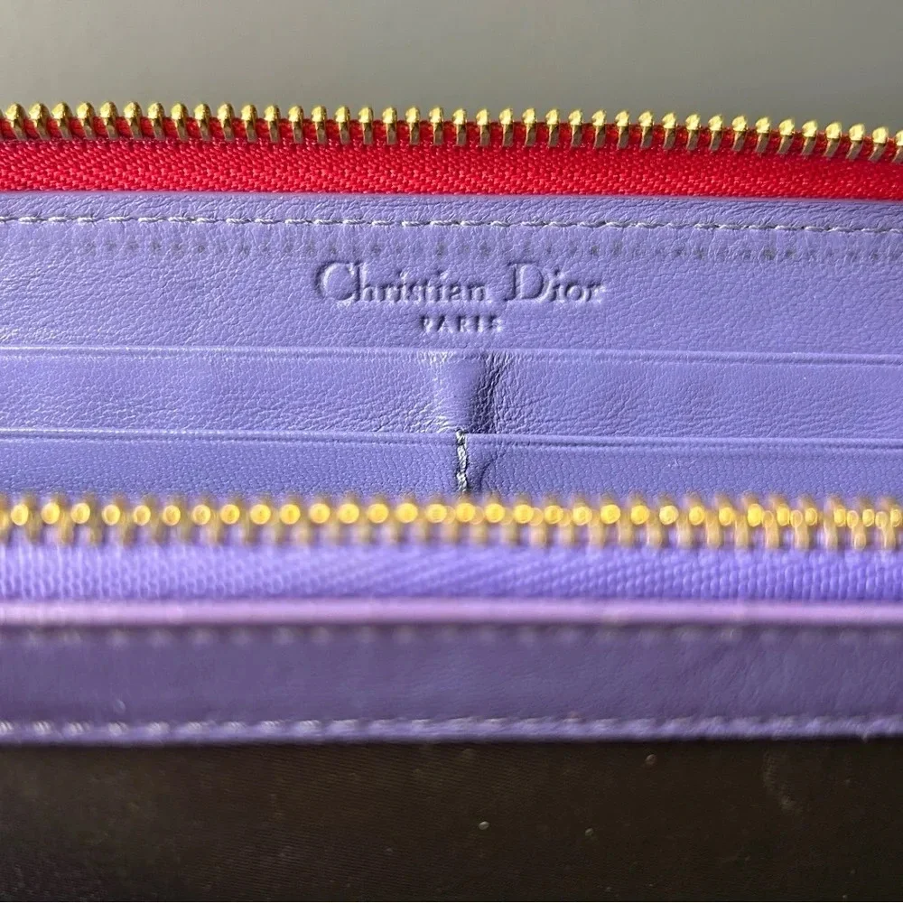 Christian Dior Diorissimo Red Patent Leather Zippy Wallet